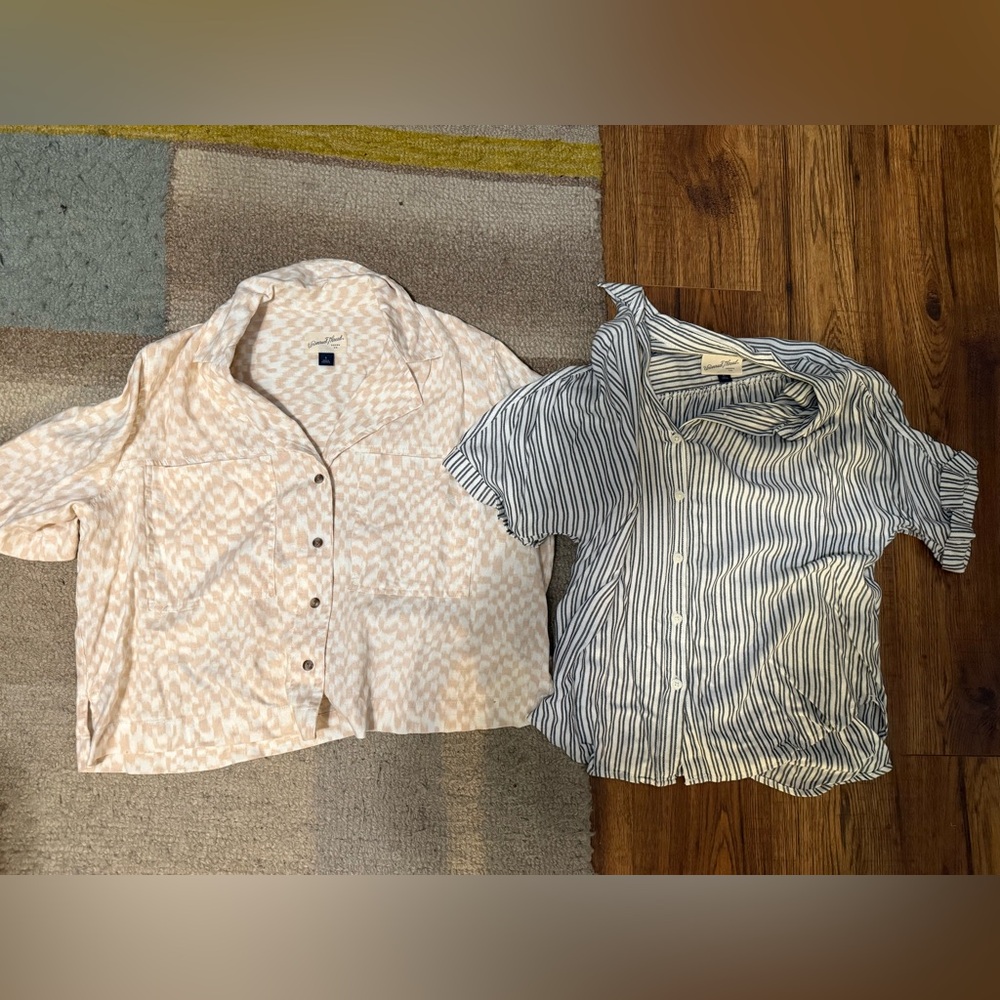 Universal Thread Blue and Cream Patterned Shirts